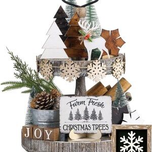 Yalikop Neutral Christmas Decor Set | 20-Piece Winter Home Accent Set | New